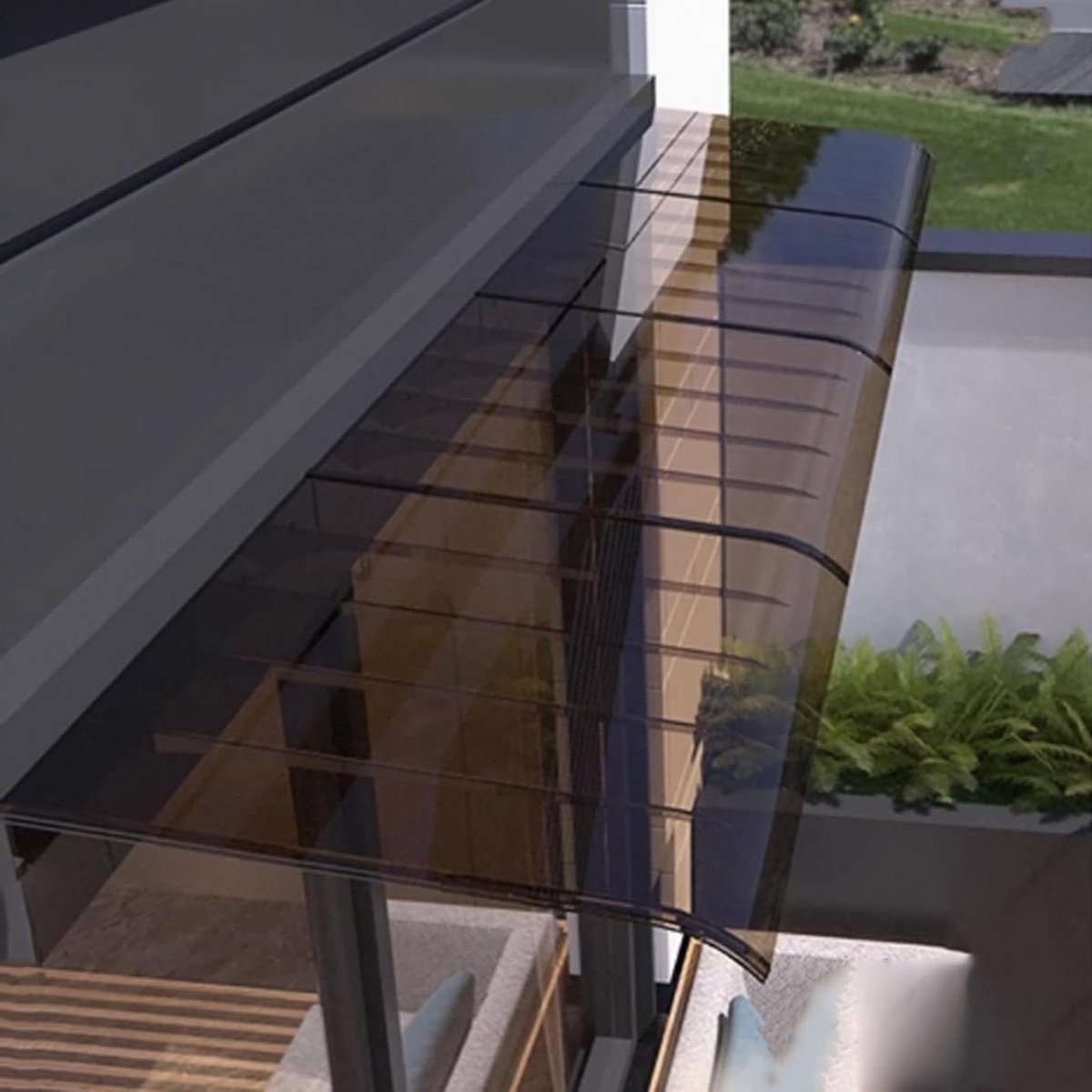 Deurluifel - Afdak Regen - Bescherming Buiten - Massief Polycarbonaat - 55x190cm - Bruin