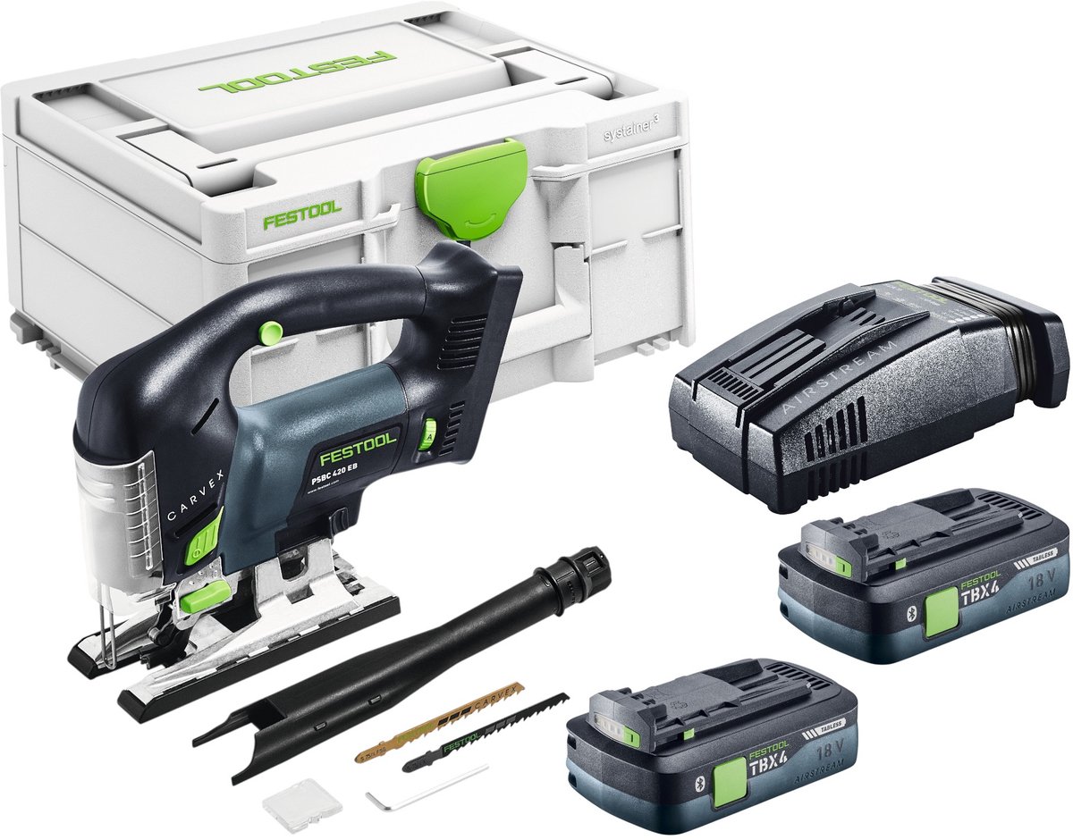 Festool PSBC 420 EB-Basic accu pendelzaag 18 V 120 mm borstelloos + 2x accu 4,0 Ah + snellader + Systainer