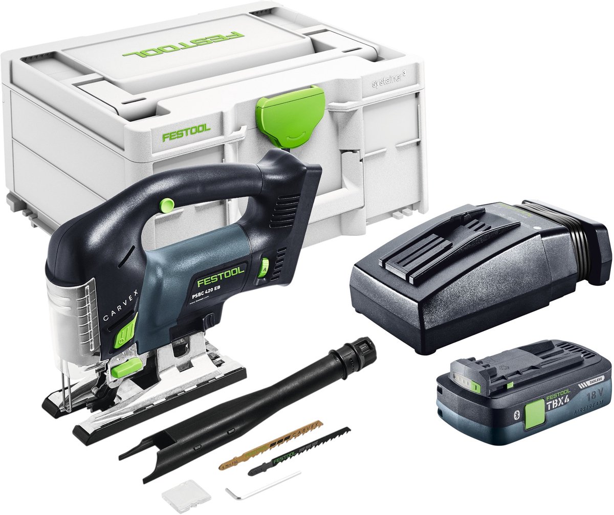 Festool PSBC 420 EB-Basic accu pendelzaag 18 V 120 mm borstelloos + 1x accu 4,0 Ah + oplader + Systainer