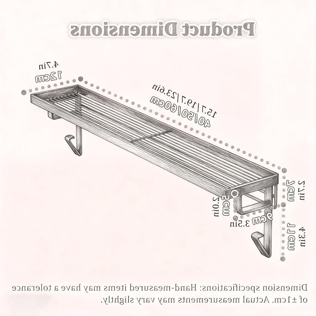 Radiator Plank - Opbergrek - Ruimte Organiseren - Geen Boren Nodig - 60 cm - Zwart