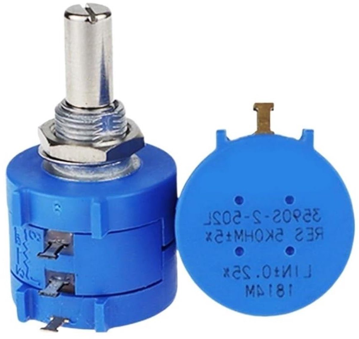 Verstelbare Weerstand - Multiturn Potentiometer - Elektronische Circuits - 10 Ring Precisie - 100K Ohm - Zilverkleurig