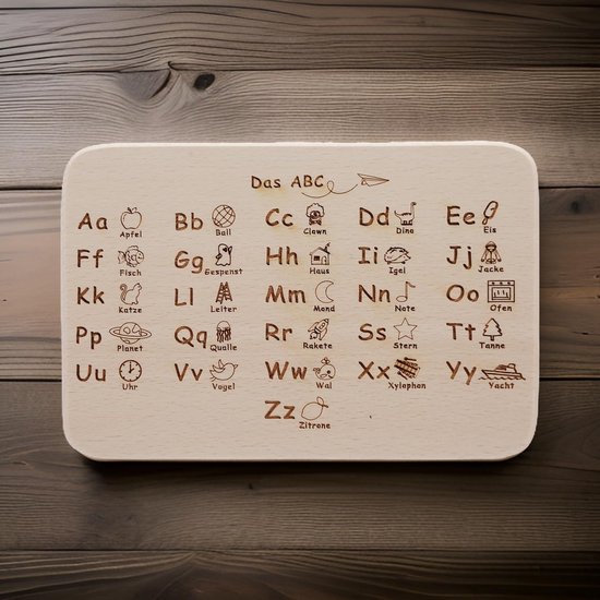 Ontbijtplank set - Leerplankjes - Spelend leren - FSC Beukenhout - 22 x 14 cm - Houtkleur — afbeelding 3