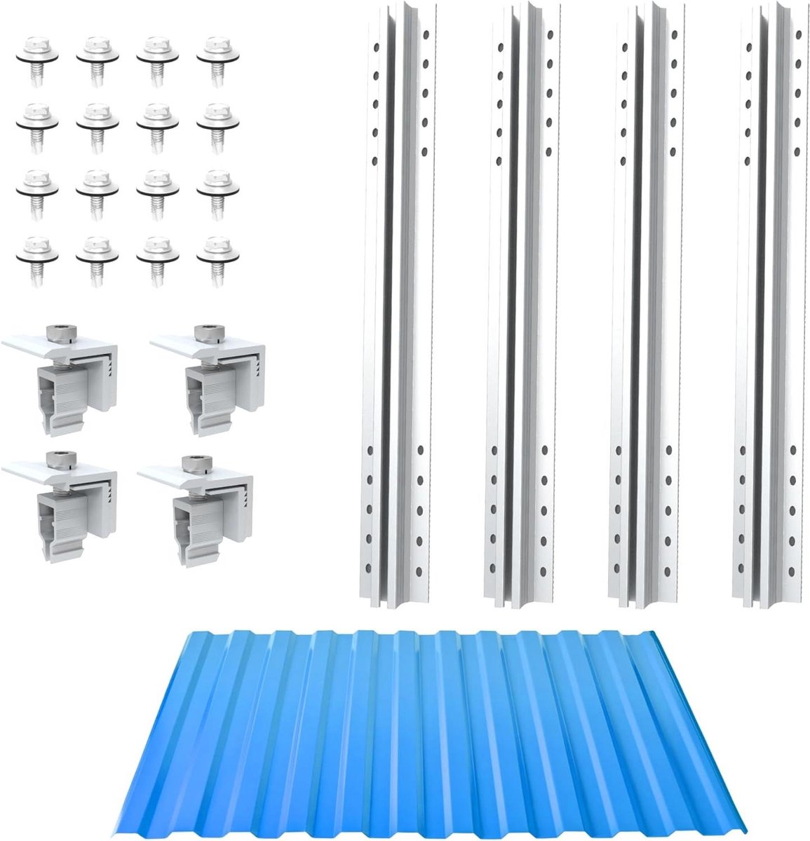Dakmontageset Zonnepaneel - Bevestiging Houder - Trapeziumdak Installatie - Aluminium Profiel - 40 cm - Blauw