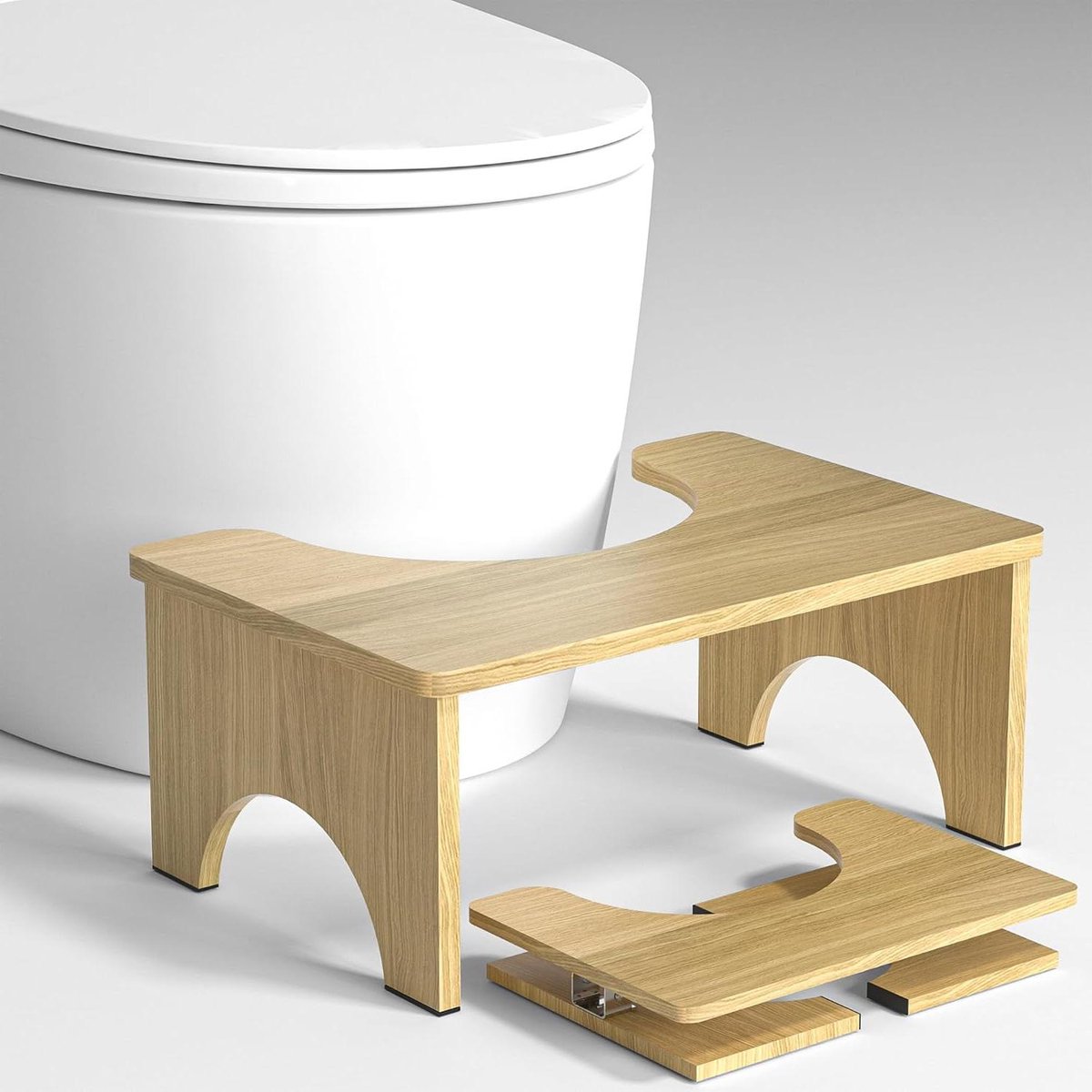 Toilet Krukje - Poep Krukje - Ontlasten Bevorderen - Inklapbaar Bamboe Ontwerp - 17.5 cm Hoog - Natuurlijk