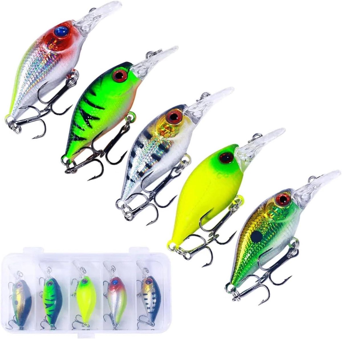 5-delig/los hengelset, kunststof zwengelaas, 4,2 g/5 cm, Wobbler Crankbait tackle bass aas, spinner voor het vissen voor forel, baars, snoekbaars, zalm