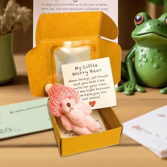Générique Klein in doos - teddybeer in doos, klein handgemaakt zakdier met inspirerende kaart voor geboorte, Kerstmis, Valentijnsdag van Générique — afbeelding 2