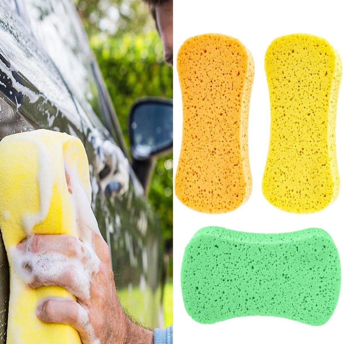 Reinigingssponzen Auto - Jumbo Spons - Voertuig Wasbeurten - Super Absorberend - 3 Stuks - Willekeurig