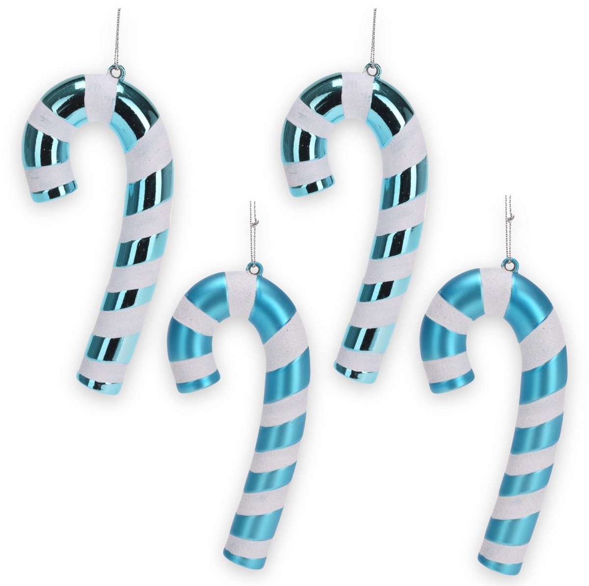 Virtubuy - Kerstdecoraties - Hangende Suikerstok Baubles - 4 Stuks - Turquoise - Feestelijke Versiering - Kerstversiering - Geschikt voor Binnen - K..