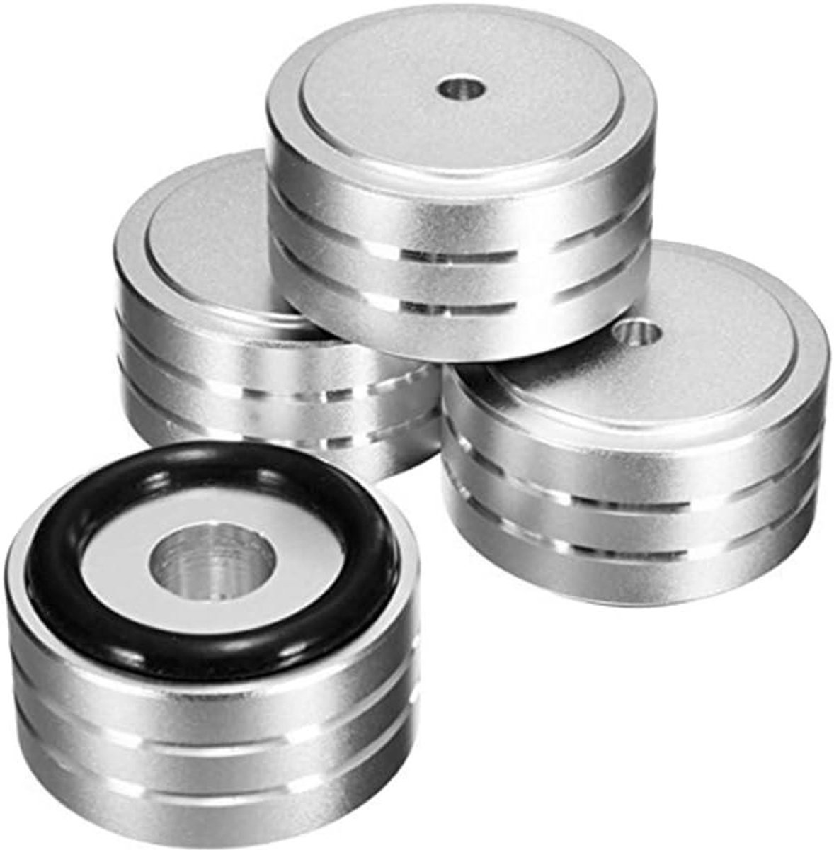 4 Stks 40X20mm Aluminium HIFI AMP Speaker Isolatie Stand Draaitafel Voeten Pad (Zilver)