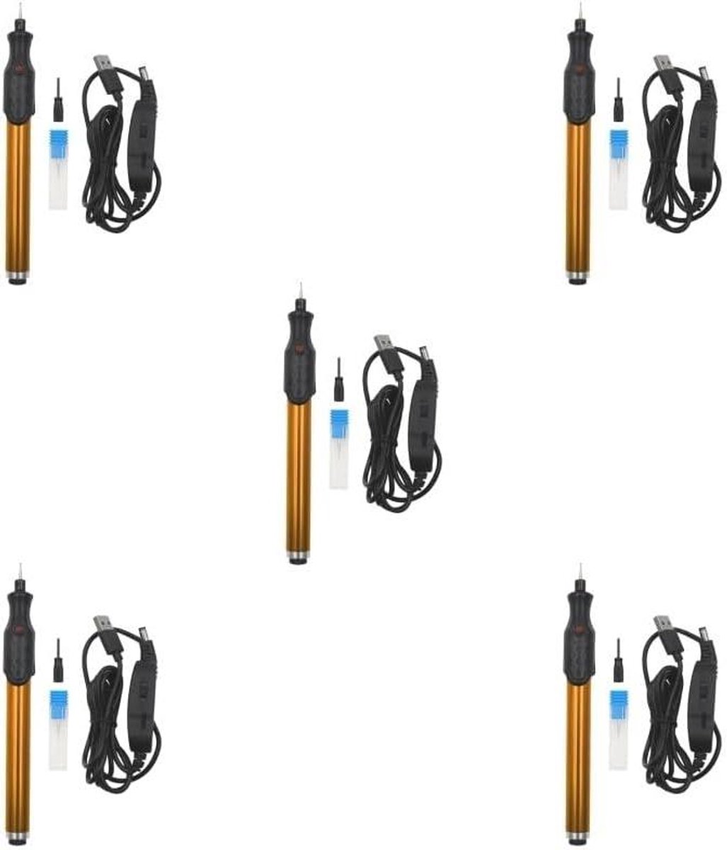 5 Set van Elektrische Graveren Pen Verstelbare DIY Ambachten Hout Professionele Graveur Tool Goud
