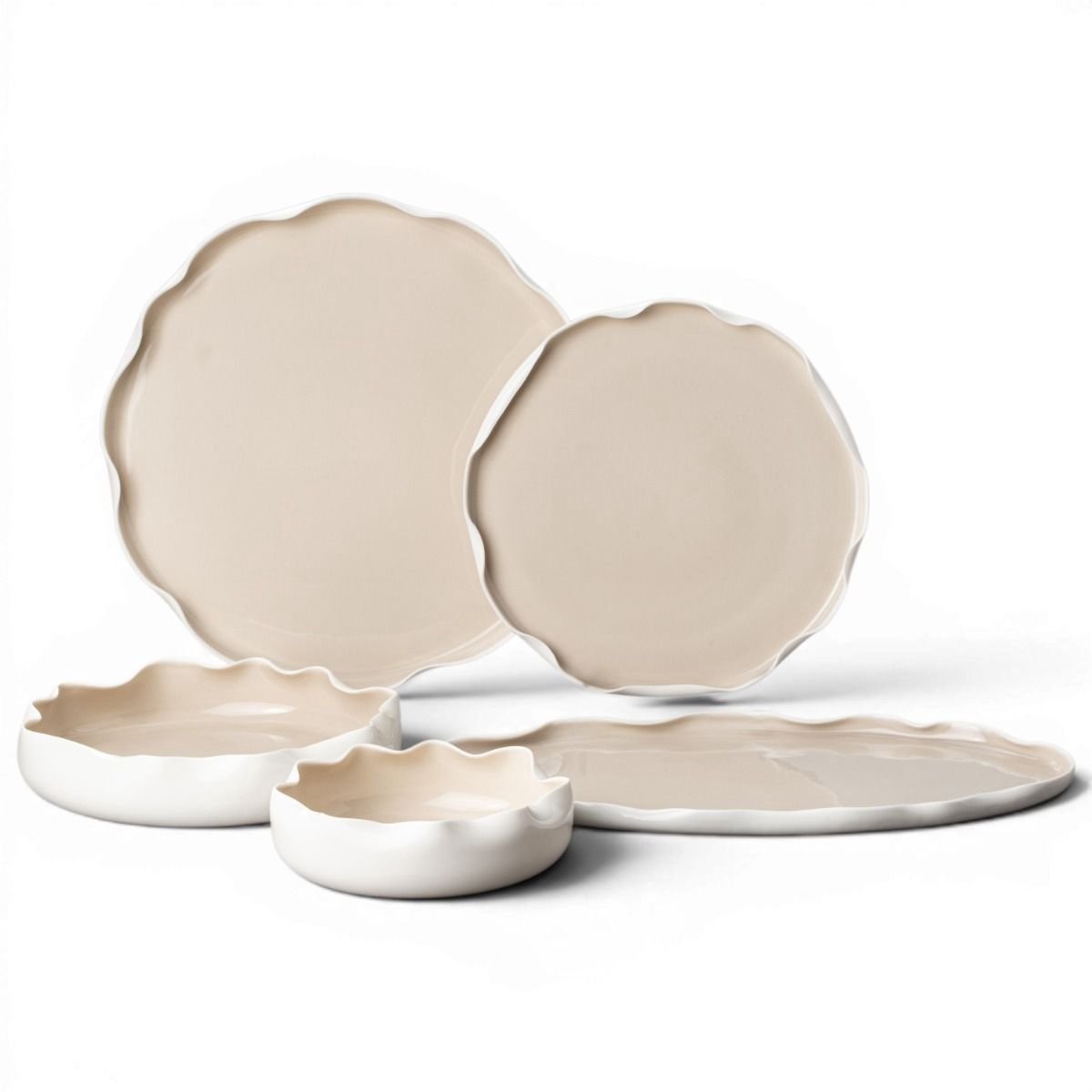 Bricard Nice - Porseleinen Dinner Set - Serviesset - 25-delig - 6-Persoons - Wit - Japandi