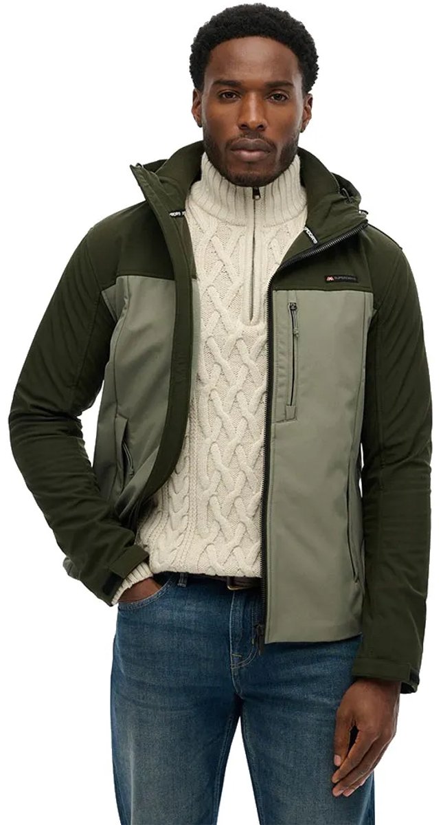 Superdry Softshell Colourblock Jas met Capuchon Heren Groen