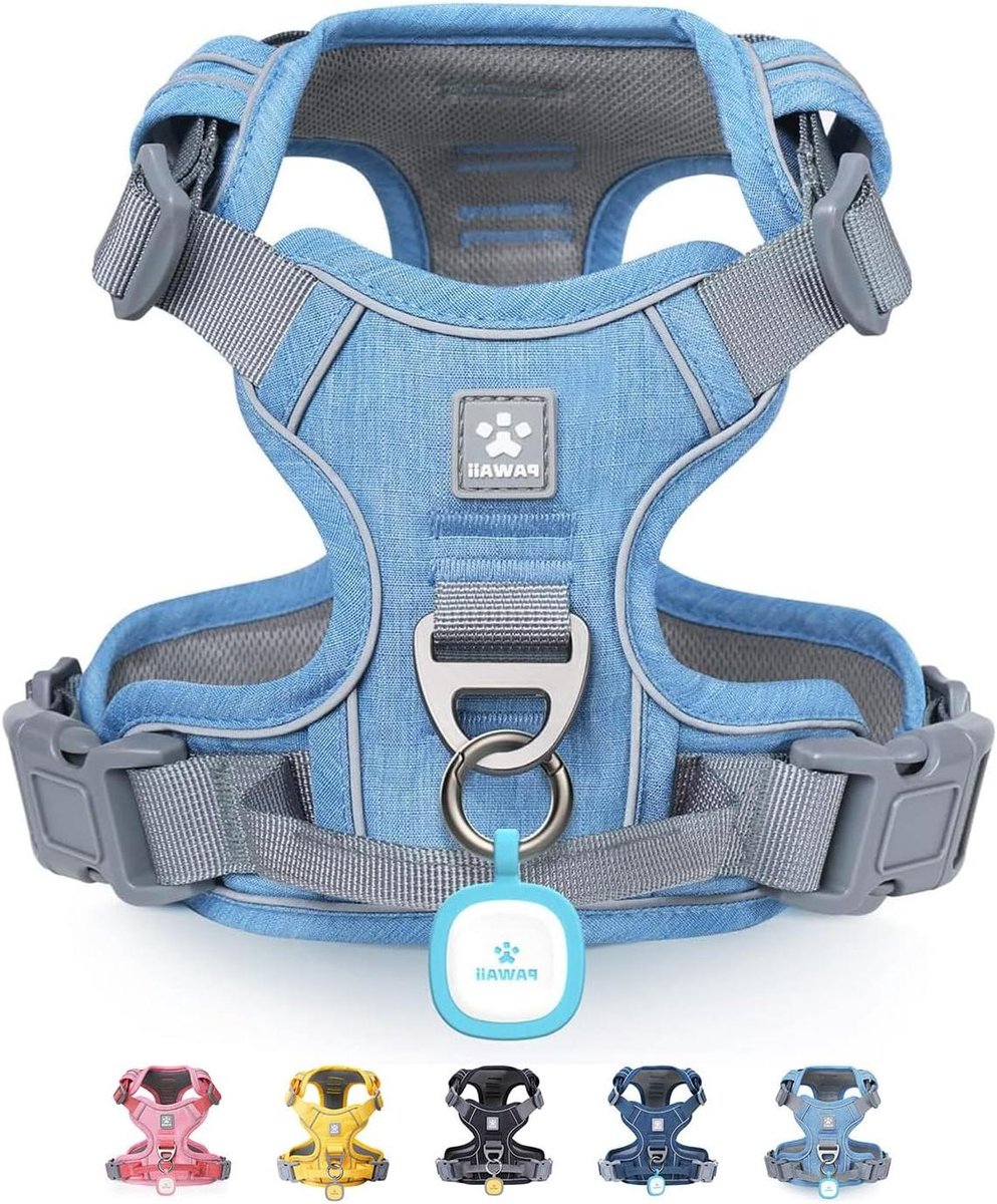 Hondenharnas - Huisdier vest - Veilig wandelen - Digitale ID-tag - Maat S - Denim Blauw