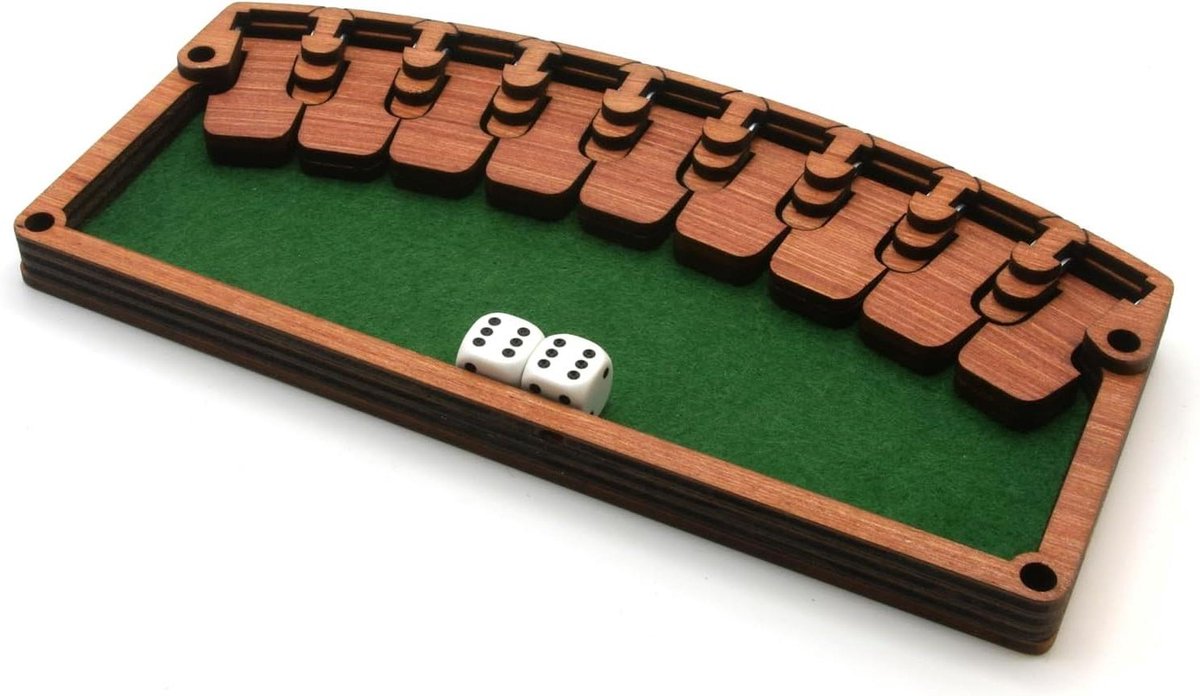 Houten Dobbelspel - Pub Spel - Gezellig Spelen - Handgemaakt in VK - 21 x 10 cm - Groen
