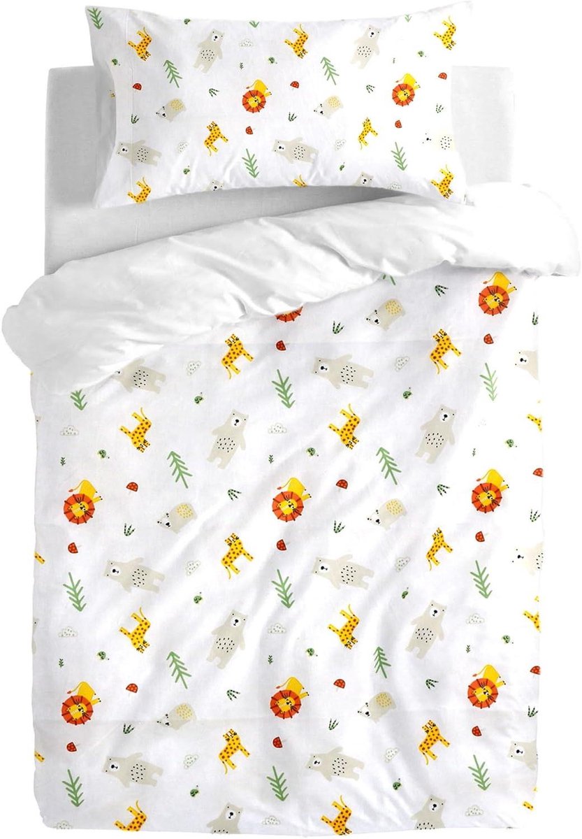 Baby beddengoed set - Kinder dekbedovertrek - Babykamer inrichten - Omkeerbaar design - 100 x 135 cm - Leeuw print