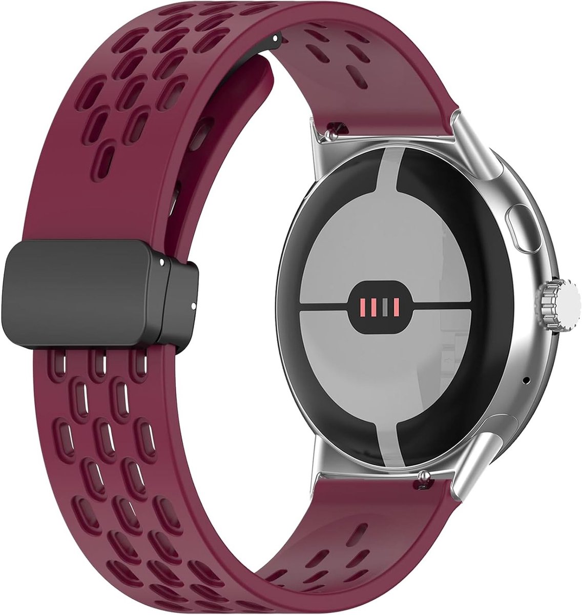 Sportieve Silicone Horlogeband met Magnetische Sluiting voor Google Pixel Watch 4 en 3 - 45mm, Burgundy, Comfortabel en Duurzaam
