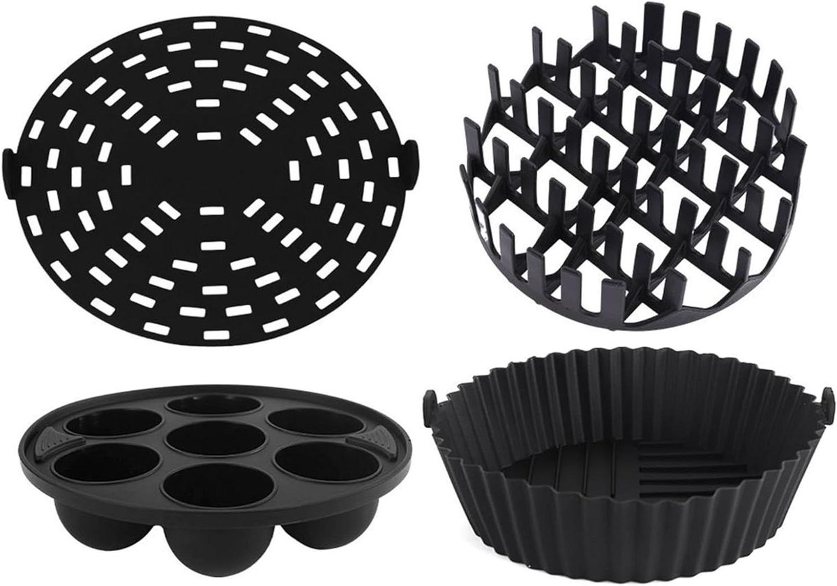 Airfryer Liners - Bakvormen - Gezond Bakken - Herbruikbaar Siliconen - 22 x 21 cm - Grijs
