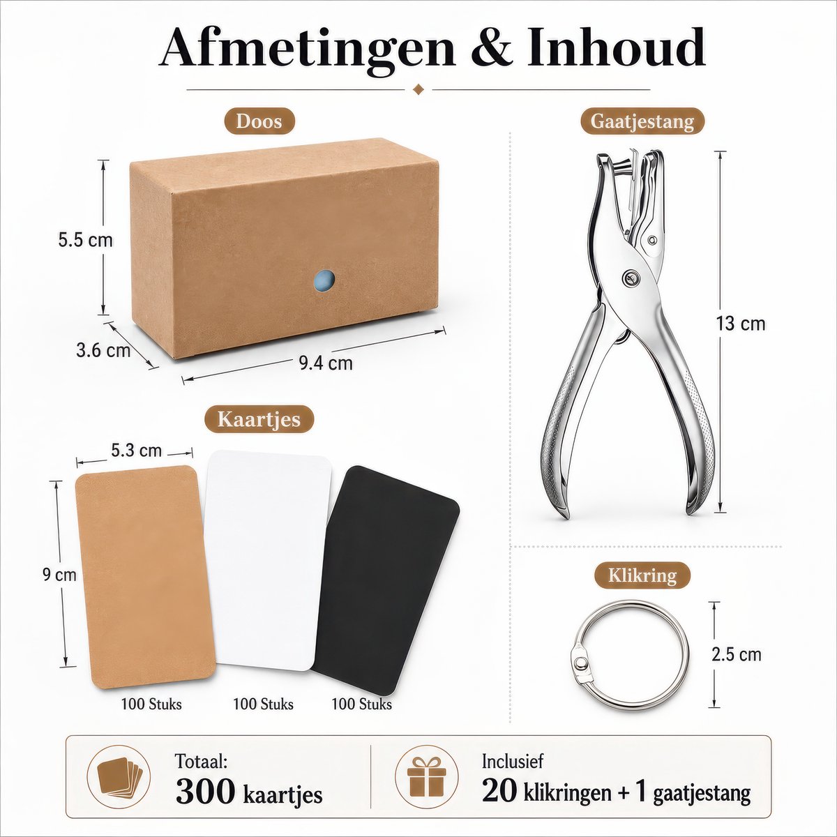 300 Stuks Blanco Mini Kraft Kaarten met 20 Klikringen & Papier Gaatjestang - Flashcards in Bewaarbox - Systeemkaarten Ringen - Karton Flitskaarten - Kraftpapier Cadeaulabels/ Bedankt Kaartjes - Lege Wenskaarten\Naamkaartjes - Kleine Verjaardagskaart — cadeau in Hobby - foto 2