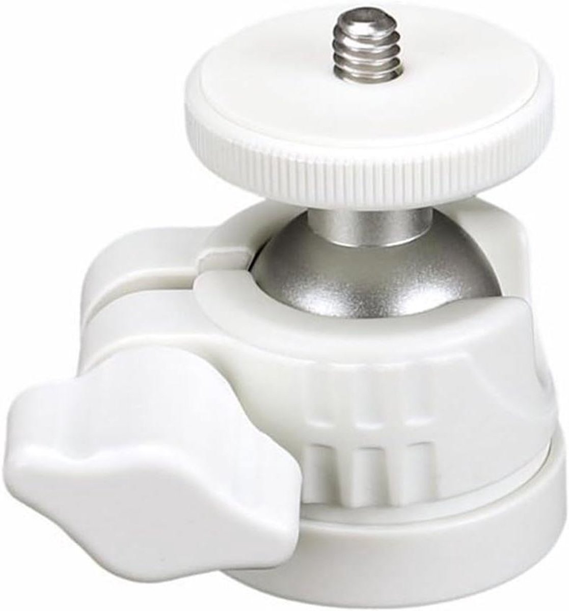 Statiefkogelkop - Mini balhoofd - Foto en video - 360 graden draaibaar - 1/4 inch schroef - Wit