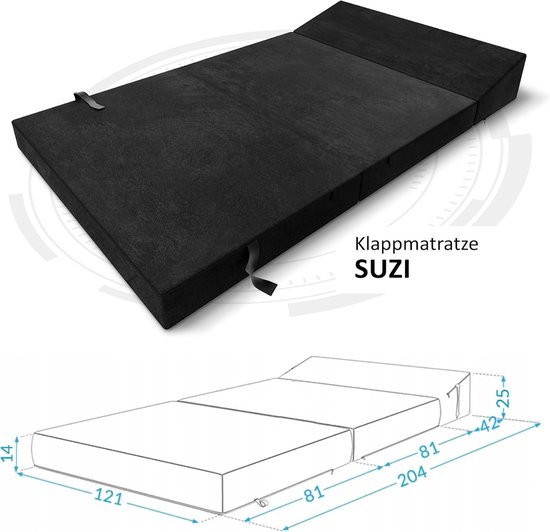 Vouwmatras - Gastenmatras Slaapmatras - Comfortabel Slapen - Koudschuim Vulling - 120 x 200 cm - Zwart — afbeelding 4