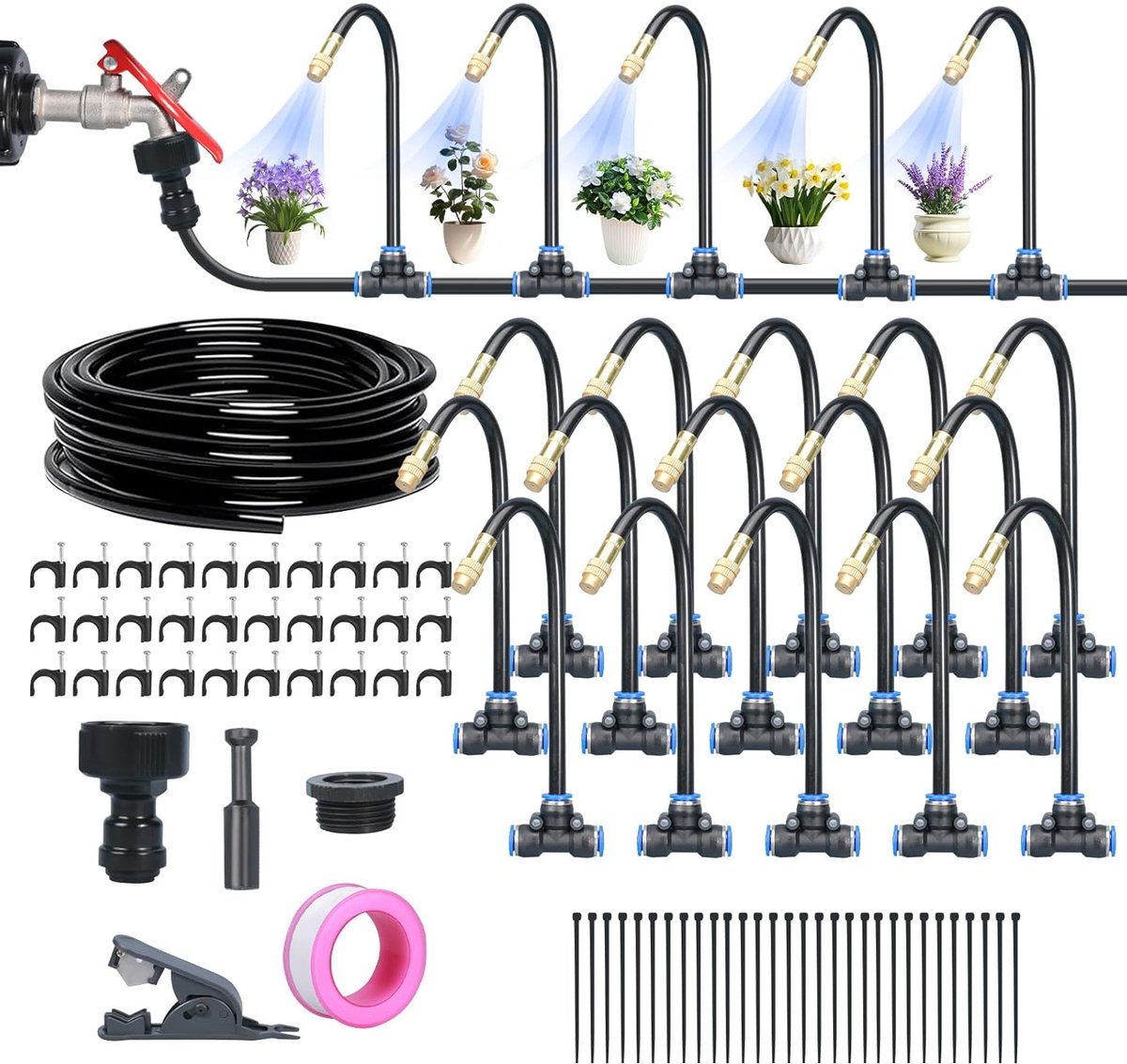 Tuin irrigatiesysteem - Watergeefslang - Efficiënt water geven - 360 graden dekking - 15 meter