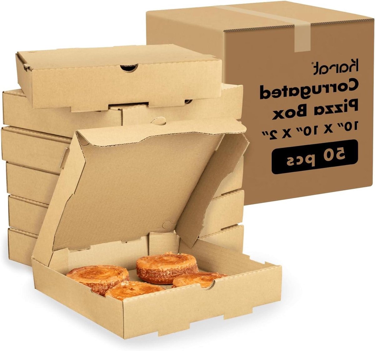Pizzadozen Kraft - Pizzadoos Gecarteerd - Meeneem Verpakking - Ventilatie Ontwerp - 25 cm - Bruin