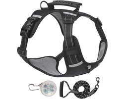 Harnas Voor Honden - Veiligheidsharnas Hond - Actieve Uitjes - Lichtgevende Reflectie - Maat S - Zwart