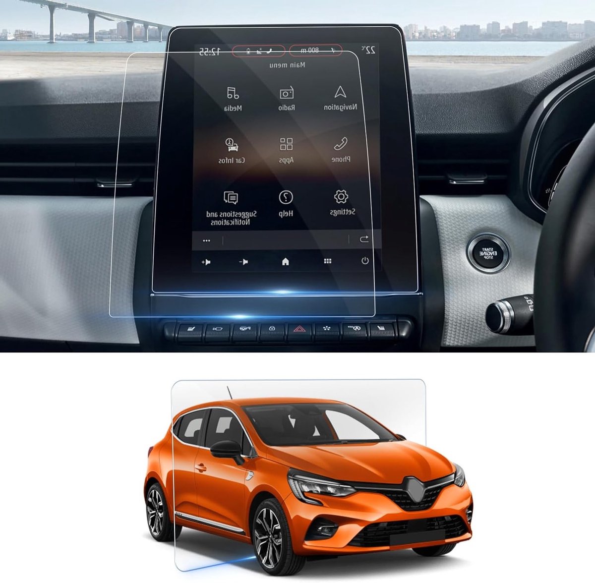 Navigatiefilm voor 9.3 Inch Easy Link Scherm - Geschikt voor Clio, Captur en Arkana 2020-2024 - Bescherming, Schermfolie, Auto-accessoires