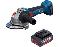Bosch GWS 18V-8 Professional accu-haakse slijper 18 V 125 mm borstelloos + 1x accu 4,0 Ah - zonder oplader
