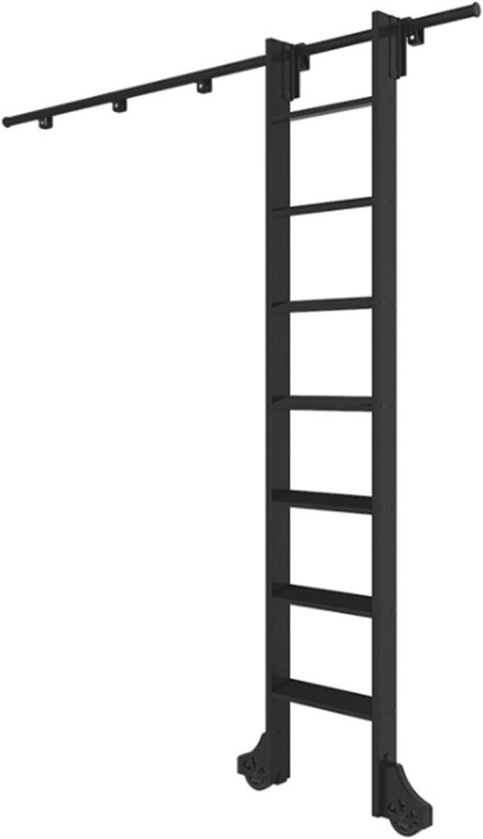 Bibliotheek Ladder Kit - Glijdende Ladder Hardware - Bereiken Hoge Objecten - Zwart Staal Ronde Buis - 1m - 6.1m - Zwart