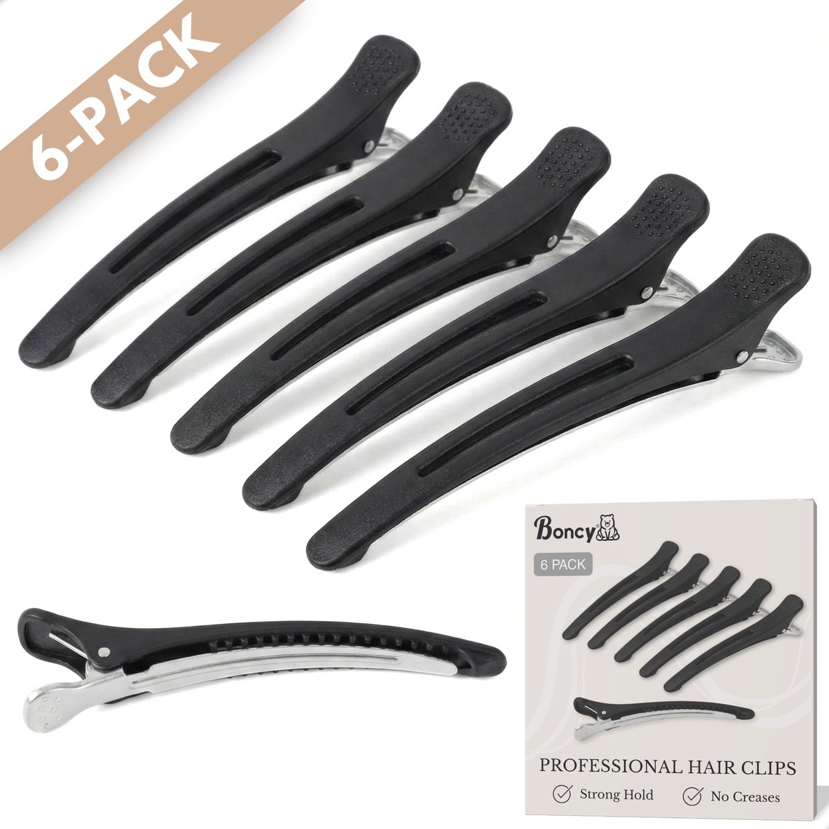 Boncy® Haarklem set 6 Stuks - Haarspeld Dames Zwart - Haarclip Haarspeldjes Meisje - Haarklemmen Groot - Haar Accessoires Vrouwen - Kapper Haarspelden & Clips