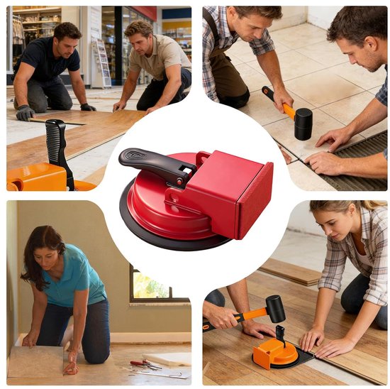 Vloer Kier Reparatie Gereedschap - Laminaat Trekker - Vloeren Herstellen - Zuigkracht Technologie - 12 x 4 cm - Rood — afbeelding 4