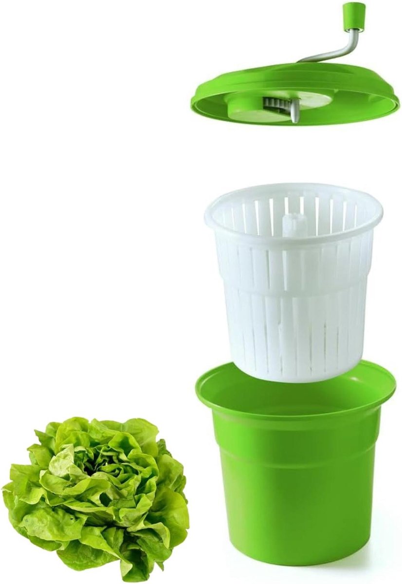 Saladecentrifuge - Groente droger - Snel groenten drogen - Handmatig centrifugeren - 25 liter - Groen