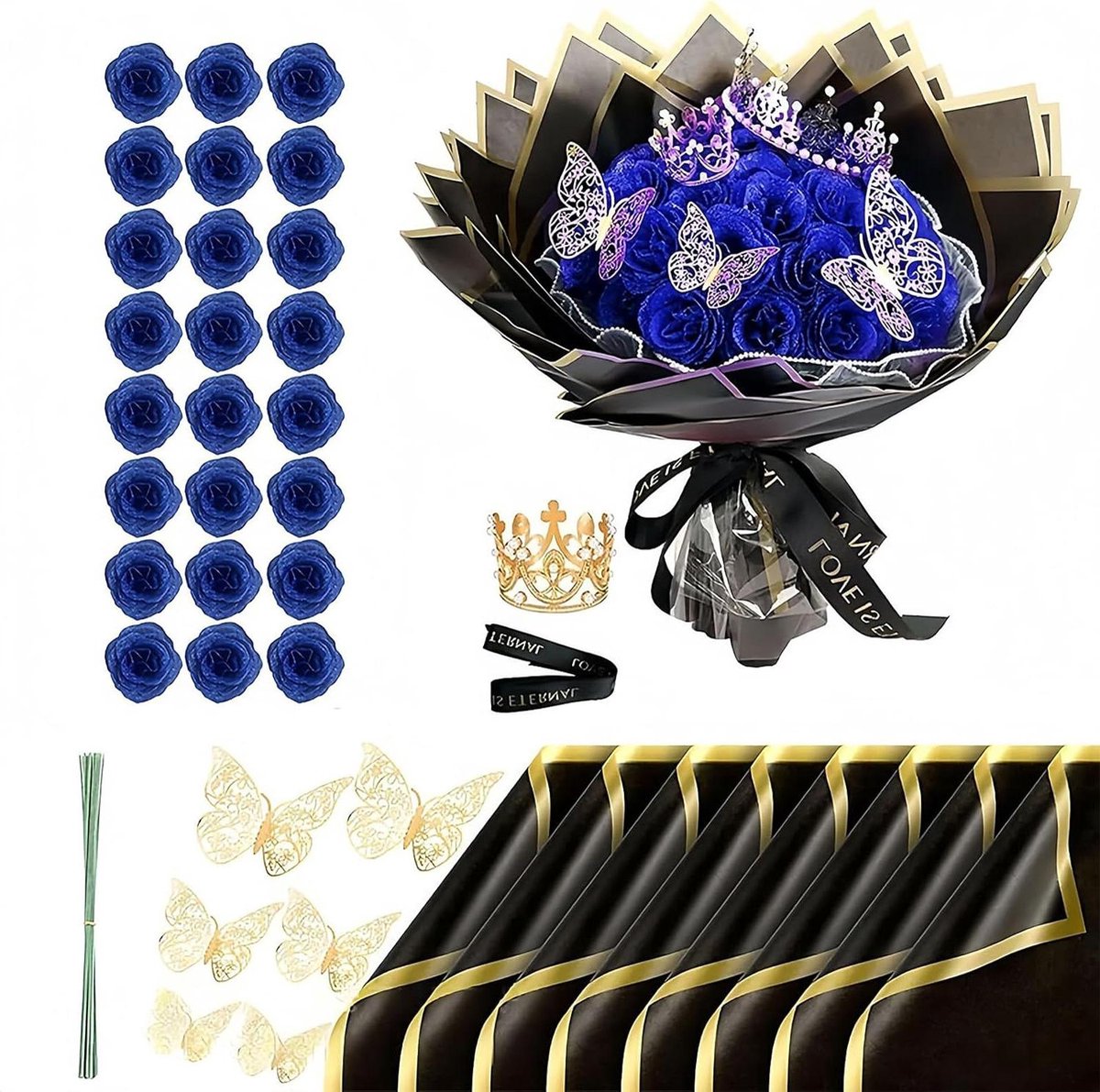 Glitter Rozenboeket - Kunstbloemen Boeket - Decoratie Arrangementen - Fijne Glitter Afwerking - 24 Stuks - Roze