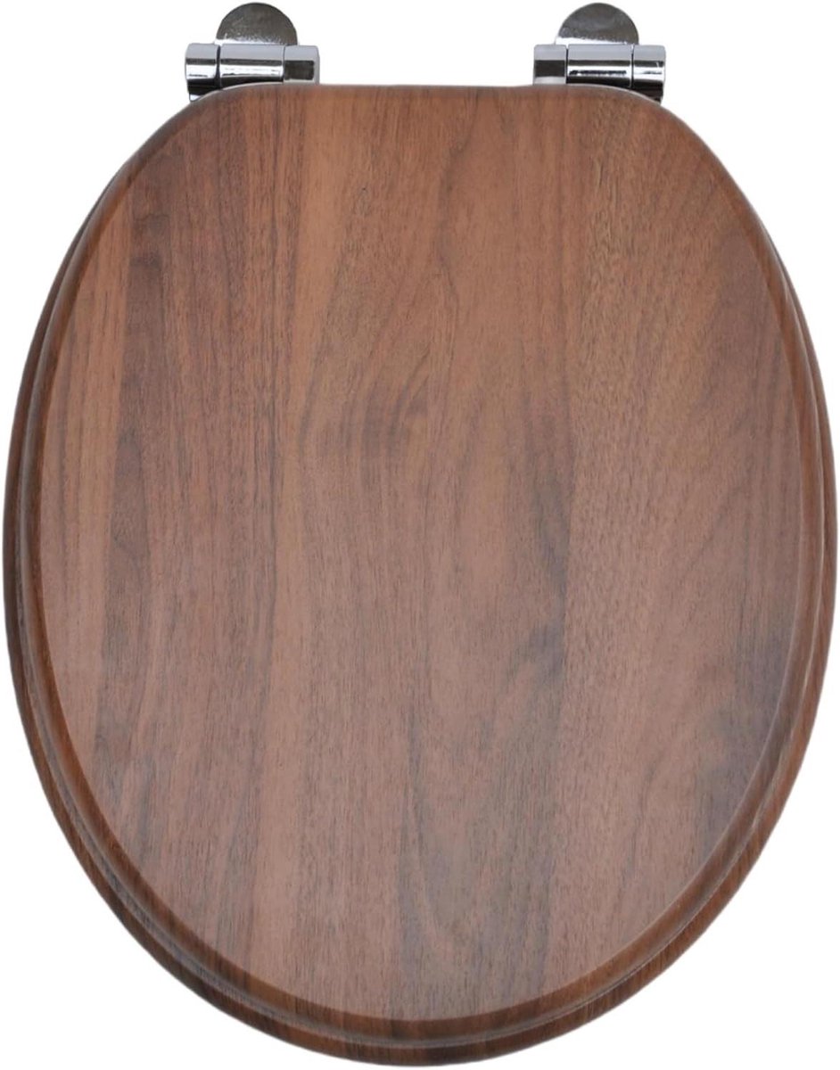 Toiletbril MDF - WC-bril Deksel - Badkamer Vernieuwen - Stille Sluiting - 43.5x37.8 cm - Houtkleur