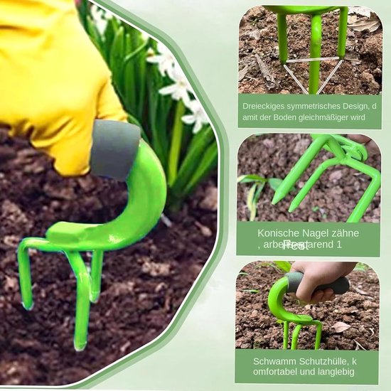 Handcultivatie tuin -gereedschap, hand -rake -tuin -gereedschap - Heavy Dut staal -handcultivatoren, handmatig kanker -gereedschap ergonomische handgreep klauw voor cultivatie — afbeelding 4