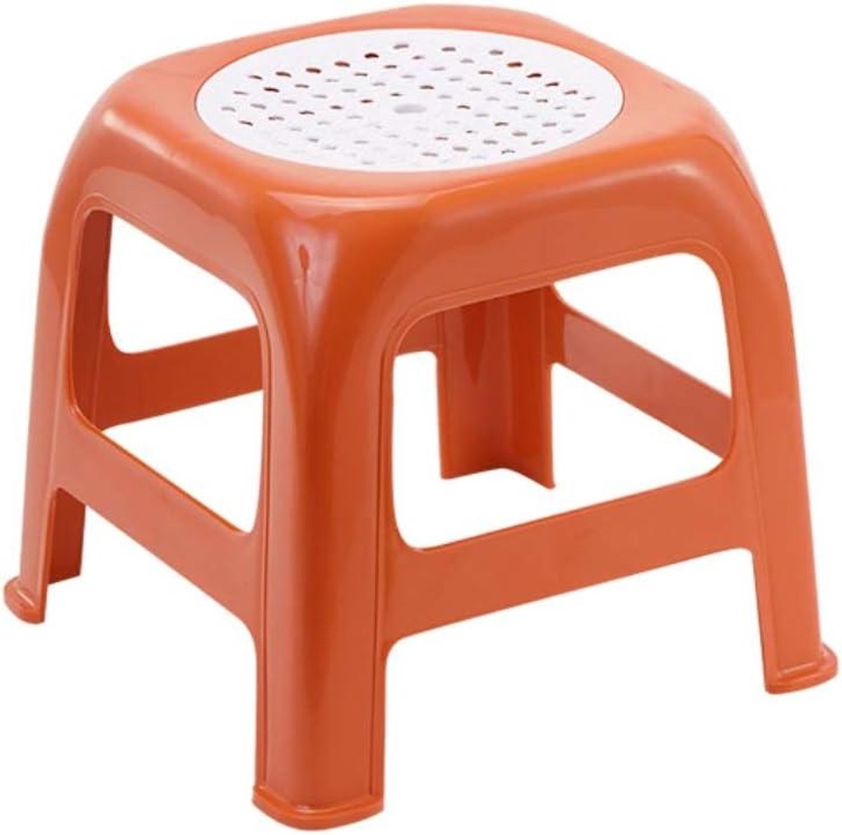 Badkamer Kruk - Hulp Krukje - Ondersteuning In Huis - Antislip Bodem - 28x28x26.5cm - Rood