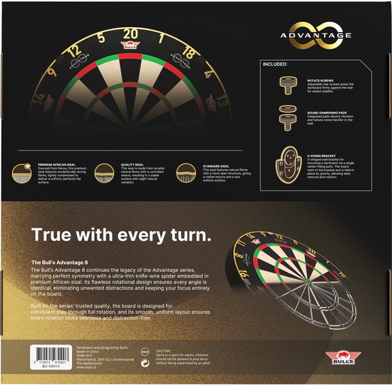 Bull’s Advantage 8 Dartboard - Professioneel Dartbord - 360° Draaibaar - NDB Goedgekeurd - Wedstrijdkwaliteit van Merkloos — afbeelding 2