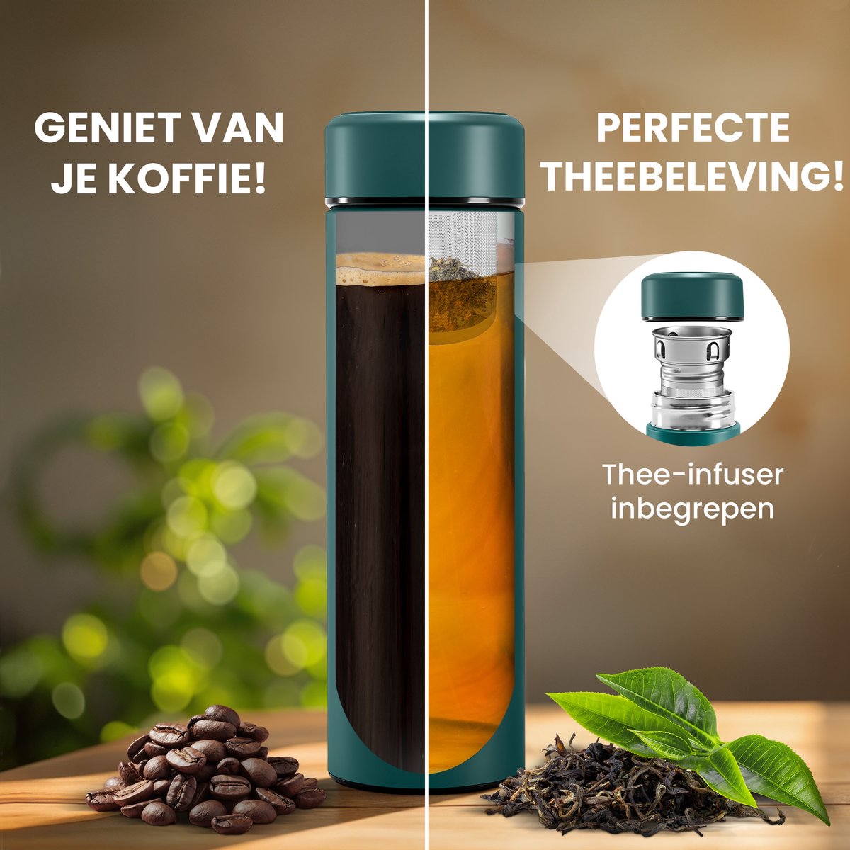 Wilford Thermosfles 450ml met Thee- en Fruitinfuser, RVS Lekvrij thumbnail 5