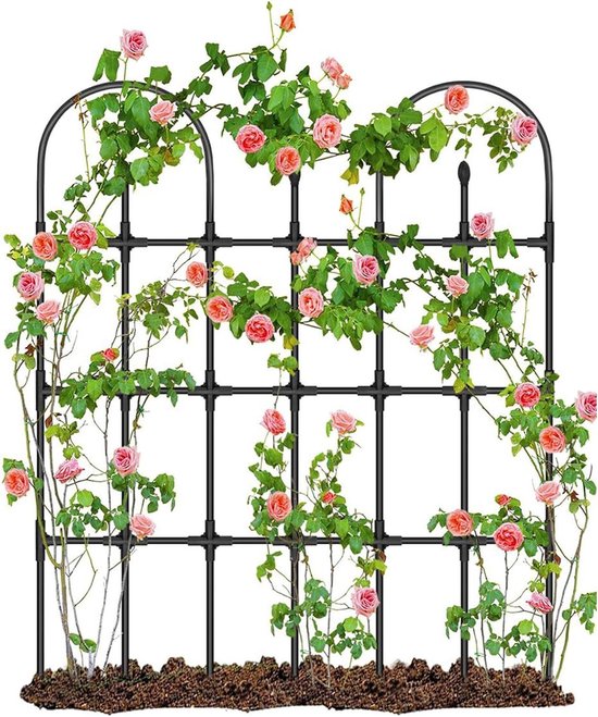 Plantenrek Metaal - Klimplantsteun Verticale - Planten Ondersteunen - Versterkte Stalen Kern - 120x120cm - Zwart