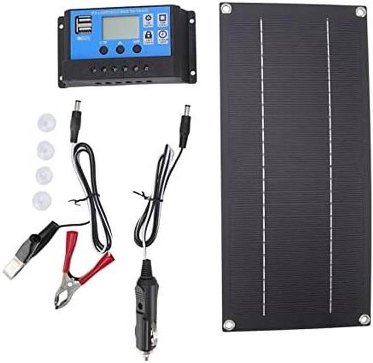 Zonnepaneel Kit - Zonneoplader Set - Energie Opwekken - Monokristallijn Silicium - 600W 18V - Zwart