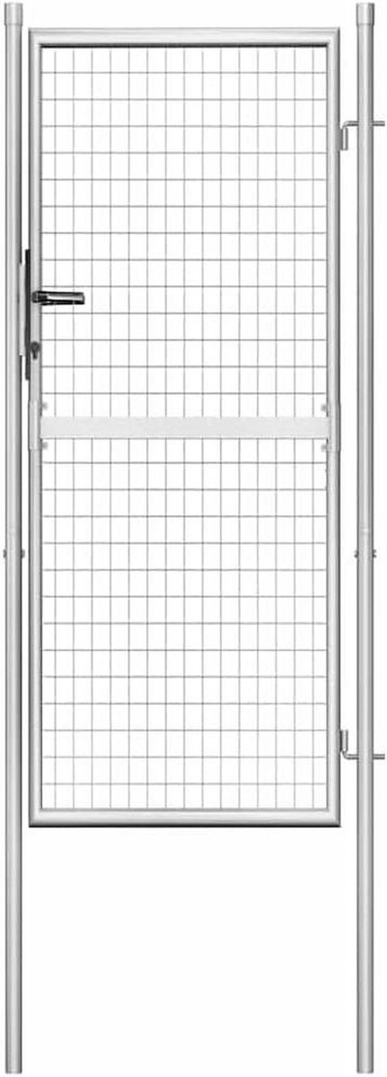Tuinpoort - Hekdeur tuindeur - Tuin afbakenen - Verzinkt staal - 100 x 175 cm - Zilver