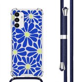 imoshion Hoesje - Geschikt voor Samsung Galaxy A13 (5G) - Design Hoesje met Koord - Cobalt Blue Flowers Connect