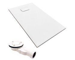 Bad Land VIDAR douchebak - rechthoek - 140 x 90 x 3,2 cm - wit - met afvoerset
