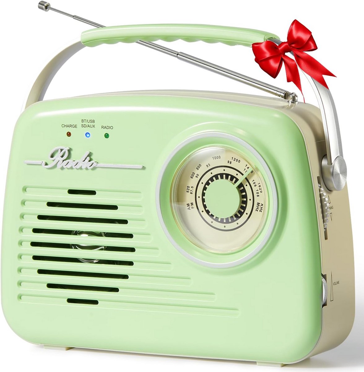 Draagbare Weerradio - FM AM Ontvanger - Muziek Luisteren - Bluetooth Speaker Functie - Compact Formaat - Groen