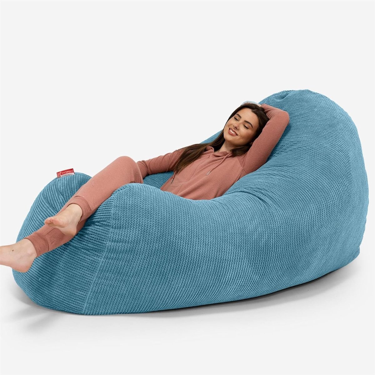 Grote Zitzak Bank - Slaapbank Zitzak - Ontspannen Zitten - Kindveilige Rits - 145 cm Breed - Pompom Petrol