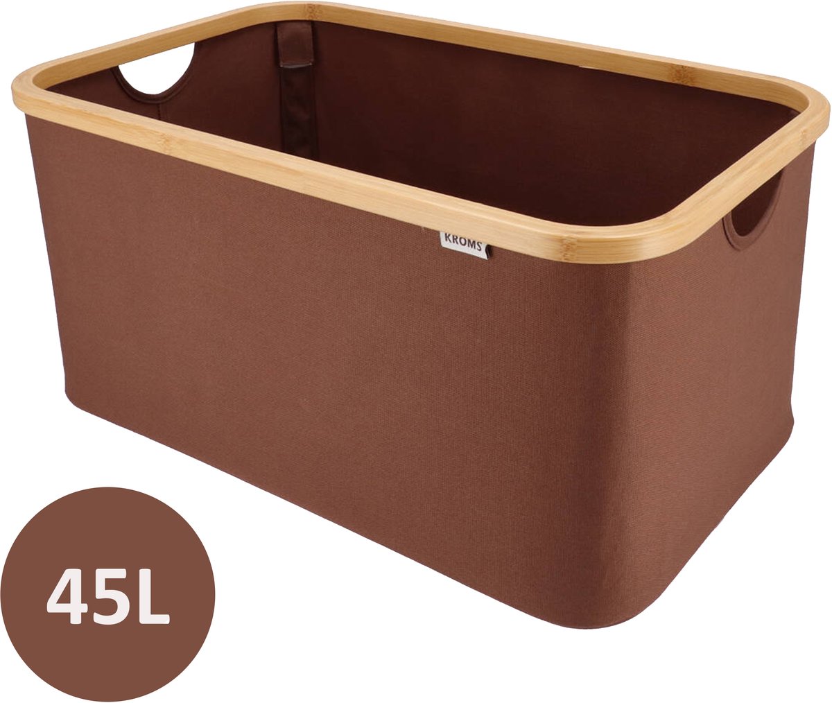 KROMS Wasmand opvouwbaar - Bruin - 45L - Laundry basket - Heupwasmand - Opvouwbare wasmand - Opbergmand