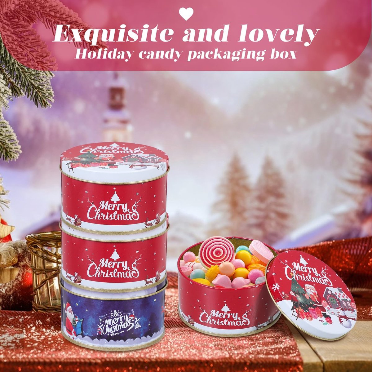 Dailygoods- Kerstkoekjesdozen Robuust - Snoepdoos - Cadeauhouder - Blikken Dozen - 12 Stuks - Veilig en Betrouwbaar - Candybox