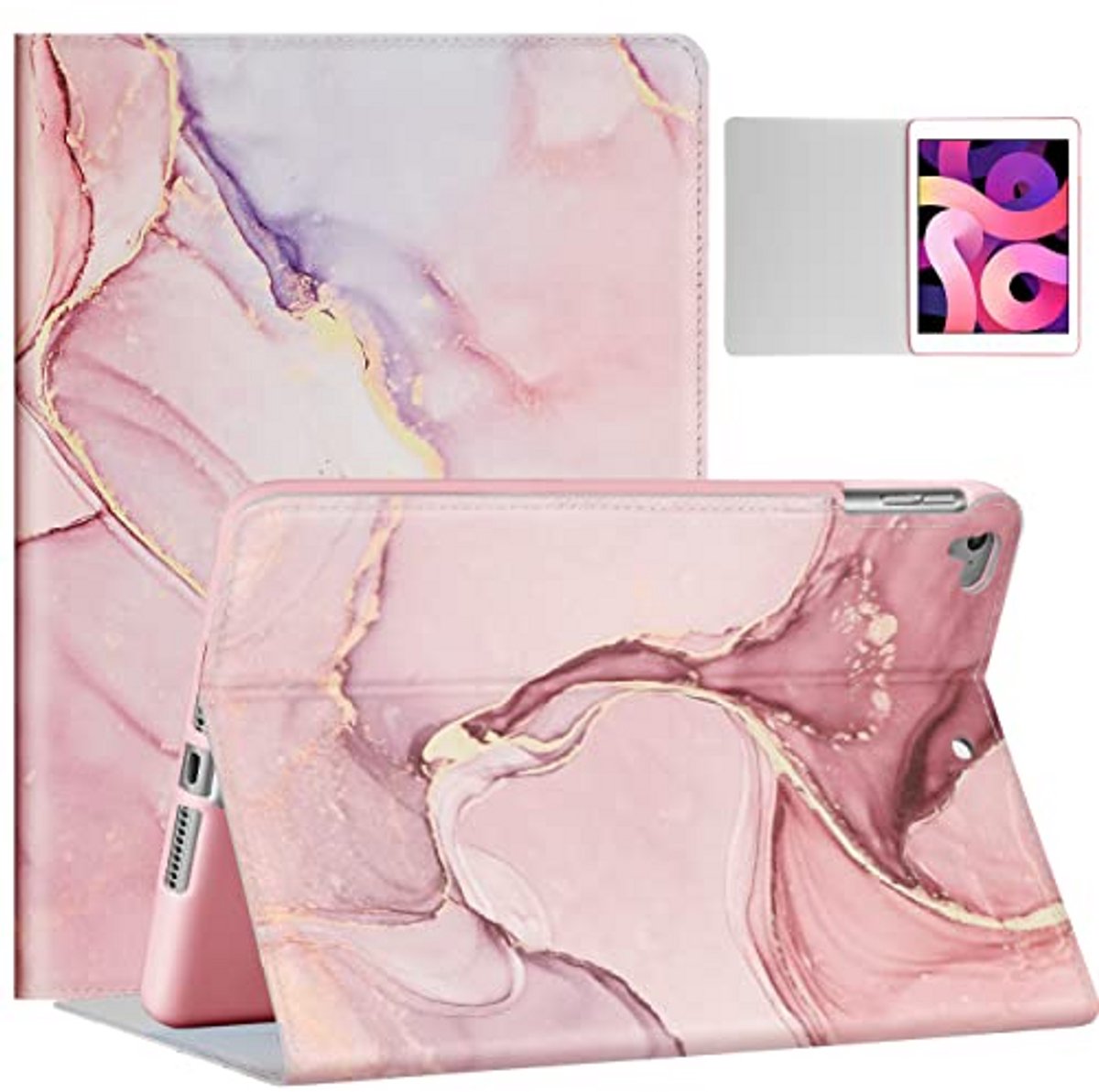 Tablethoes - Beschermhoes Folio - Tablet Beschermen - Automatisch Slaap/Wake - 9.7 inch - Roze Marmer