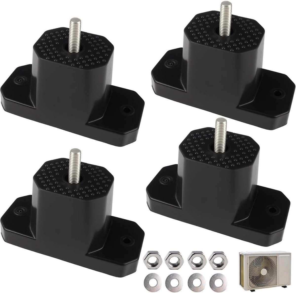 Trillingsdempers - Rubberen Lagers - Airco Stabiliseren - Buitenunit Ondersteuning - 4 Stuks - Zwart